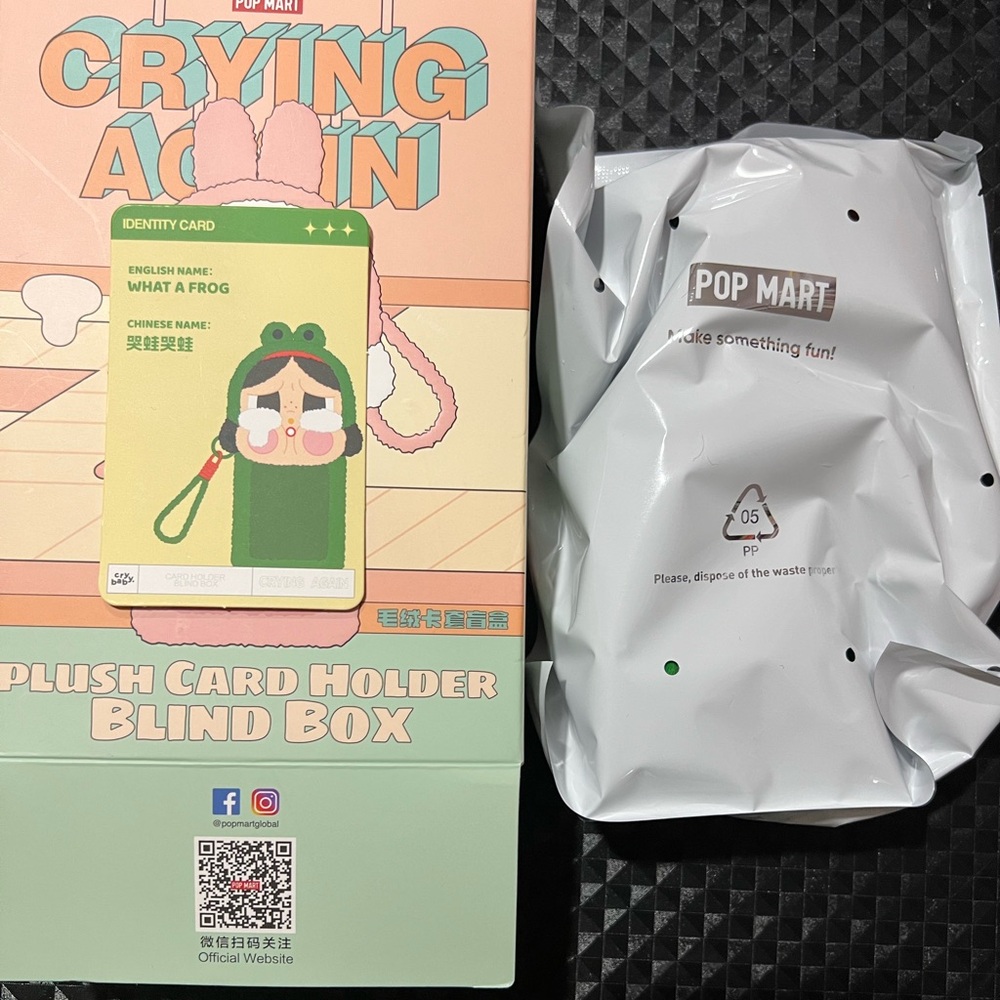 Crybaby what a frog card holder Green Frog  Plush Keychain